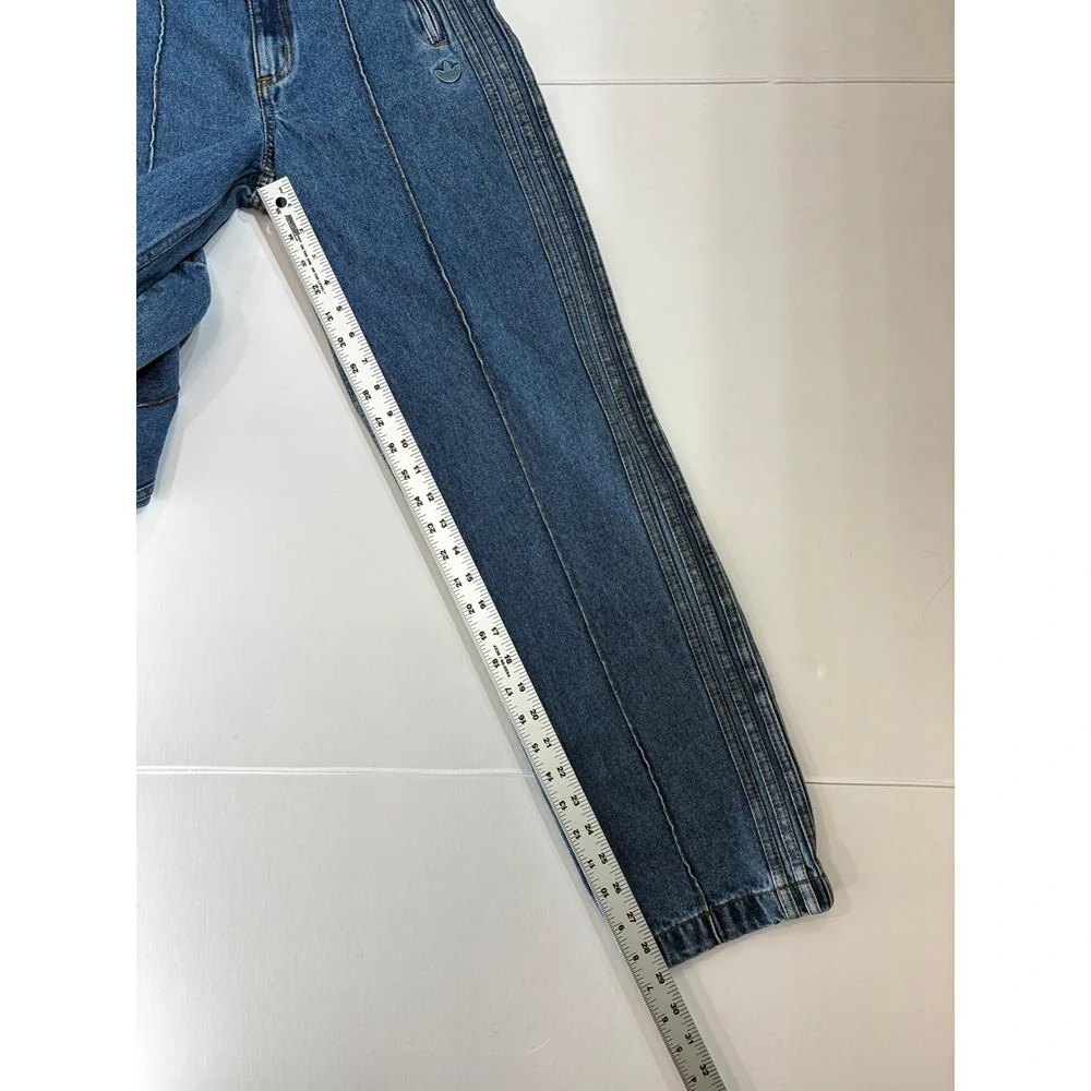 Sold. Adidas Originals Women Blue Pintuck Wide Leg Denim Jeans 3-Stripe Size - Picture 7 of 9